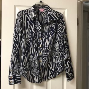 Lilly Pulitzer navy/white blouse